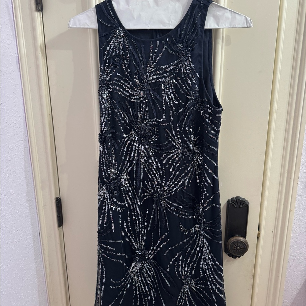 Elegant Black and Silver Beaded Dress
